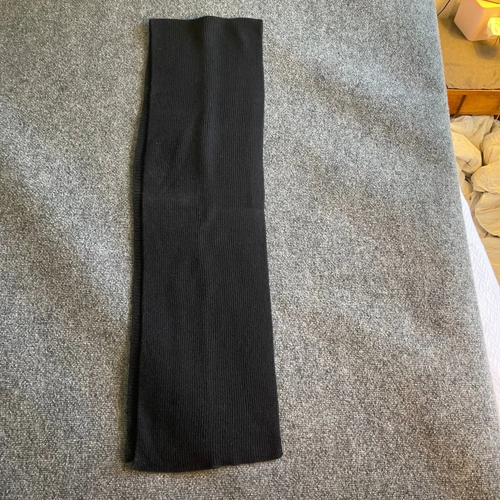 Banana Republic Mens Black Ribbed Knit Scarf Wool Cashmere Angora Blend Premium‎